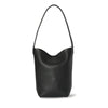 Leather Large Capacity Bucket Bag Lychee Pattern Cowhide Commuter Tote Shoulder Handbag for Women