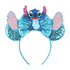 Disney Lilo & Stitch Mickey Mouse Ears Headband, Sequined 5-inch (12.7 cm) Bow Hairband for Women, Girls & Kids