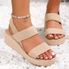 Women's Black Low Heel Platform Sandals - Anti-Slip Soft Sole, Elastic Strap Casual Sandals