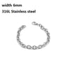 316L Stainless Steel Cuban Figaro Chain Bracelet, Unisex Vintage Punk K-Pop Link Bracelet