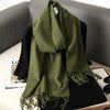 Women's Winter Scarf, Thick Cashmere-Look Pashmina Shawl with Tassels, Windproof Wrap, 175+ cm (69+ in) — 62 Colors