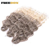 Synthetic Braiding Hair Extensions 24 in (60 cm) Loose Deep Wave Ombre Brown Rainbow Twist Crochet 3-Pack