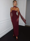 Mozision Strapless Scarf Collar Maxi Dress Off-Shoulder Backless Bodycon Party Gown