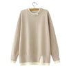 Plus Size Drop Shoulder O-Neck Knit Sweater — Block Color Two-Piece Look Pullover, Long Sleeve Autumn Winter