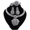 Silver Plated Crystal Bridal Jewelry Set for Women - Necklace, Bracelet, Earrings & Ring, Wedding Gift