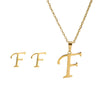 Stainless Steel Alphabet Initial Necklace & Stud Earrings Set – 26 Letter Personalized Jewelry Gift for Women