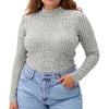 Plus Size Women's Knit Pullover Sweater - Semi High Neck Long Sleeve Casual Top (1XL–5XL)