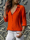 Women’s Chiffon V-Neck Blouse - Loose Long Sleeve Oversized Tunic Top for Office & Casual