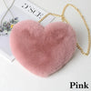 Women's Faux Fur Heart Shoulder & Crossbody Bag - Small Winter Messenger 25 x 20 cm (9.8 x 7.9 in)