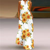 Elegant Sunflower 3D Floral Maxi Dress – Sleeveless V-Neck Summer Beach Sundress for Women