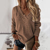 Plus Size V-Neck Dropped Shoulder Knit Sweater Pullover Long Sleeve Casual Crochet Jumper (0XL-3XL)
