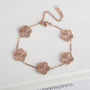 Adjustable Stainless Steel Five-Flower Clover Bracelet for Women Gold Rose Gold Silver