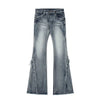 Retro Ruffled Wide-Leg Denim Jeans for Women — Mid-Rise Slimming High-Stretch Mop-Hem Flare Pants