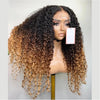 Glueless Soft 26-Inch (66 cm) Ombre Blonde to Brown 180% Density Kinky Curly Lace Front Wig with Pre-Plucked Baby Hair for Black Women