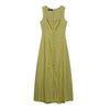Elegant Sleeveless A-Line Dress - Solid Green Square Neck Single-Breasted Mid-Calf Summer Vacation Dress