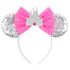 Mickey & Minnie Sequin Ear Headband with Bow – Disney-Inspired Hairband for Women & Kids, Party Cosplay
