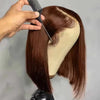 Straight Bob Human Hair Wig Chocolate Brown (Color #4) 13x4 HD Lace Front Pre-Plucked 200% Density