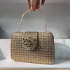 Rhinestone Crystal Clutch with Metal Handle and Chain - Wedding Evening Purse (7.1 x 1.6 x 5.1 in / 18 x 4 x 13 cm)