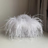 Pearl Bead Feather Fur Acrylic Crystal Box Clutch — Handmade Evening Party Handbag