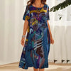 Plus Size Summer Casual Short Sleeve Printed Round Neck Loose Dress