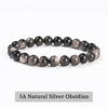 Natural Stone Beaded Bracelet 6/8/10mm — Obsidian Fluorite Quartz Jasper Stretch Yoga Bracelet for Women & Men