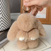 15 cm (5.9 in) Rabbit Fur Pom Pom Keychain – Cute Bag Charm & Car Pendant for Women Gifts