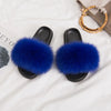Real Fox Fur Slides for Women Luxury Furry Flat Slide Sandals