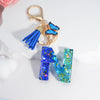Acrylic Alphabet (A-Z) Tassel Keychain with Crystal Butterfly Charm - Fashion Key Ring Gift for Women