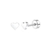 2-Pack Stainless Steel Heart & Moon Screw-Back Stud Earrings for Tragus & Cartilage Piercing, Silver