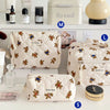 Quilted Cotton Makeup Bag – Zipper Cosmetic Organizer Box-Shaped Toiletry Case for Women & Girls