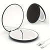 LED Lighted Travel Makeup Mirror – Double-Sided 2x/5x Magnification, Foldable USB Rechargeable Compact Handheld Mirror