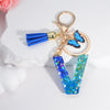 Acrylic Alphabet (A-Z) Tassel Keychain with Crystal Butterfly Charm - Fashion Key Ring Gift for Women
