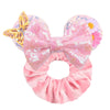 Disney Mouse Ears Sequin Velvet Bow Elastic Headband 4 in (10 cm) – Women's & Girls Party Hair Accessory