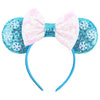 Sequin Snowflake Mouse Ear Headband with 5\" (12.7 cm) Bow – Kids & Adults Festival Party Cosplay Hairband