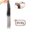 28-Inch (71 cm) Synthetic Ponytail Extension with Elastic Band - Braided Wraparound Hairpiece, Silky Straight Heat-Resistant Fiber, Black/Brown