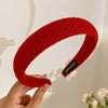 Vintage Red Velvet Headband for Women – Padded Wool-Style Hairband, Christmas Hair Accessory