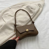 Metal Buckle Baguette Shoulder Bag - Chic PU Leather Crossbody Handbag for Women