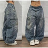 Women's Oversized Baggy Wide-Leg Cargo Jeans with Pockets, Hip Hop Street Style (Unisex)