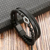 Men's Multi-Layer Woven Leather Bracelet with Alloy Magnetic Buckle - Punk Style, 19/21/23 cm (7.5/8.3/9.1 in)