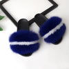 Real Fox Fur Slides for Women Luxury Furry Flat Slide Sandals