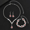 3-Piece Luxury Rhinestone Bridal Jewelry Set – Black Water Drop Crystal Necklace, Earrings & Bracelet