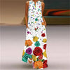 Elegant Sunflower 3D Floral Maxi Dress – Sleeveless V-Neck Summer Beach Sundress for Women