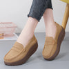 Women's Suede Slip-On Loafers – Flat Platform Moccasins, Casual Round-Toe Flats
