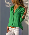 Women's Autumn Polo Collar Blouse - Vintage Loose Button-Up Office Shirt for Office & Streetwear