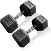 50 lb Pair (22.7 kg) Rubber Hex Dumbbells - Heavy-Duty Home Gym Free Weights for Strength Training