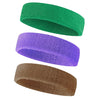 3-Pack Breathable Sweat-Wicking Towel Headbands for Running Fitness Yoga Dance, Elastic One Size (12 Colors)