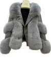 Women's Faux Fox Fur Short Coat - Casual Zip-Up Jacket with Turn-Down Collar, Wide-Waist Autumn/Winter