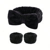 3-Piece Coral Fleece Makeup Headband & 2 Wrist Washbands Set - High Elastic Facial Headband, Multiple Colors