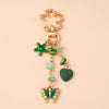 Enamel Flower & Butterfly Heart Keychain – Cute Love Key Ring Handbag Charm Pendant for Women & Girls