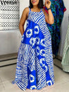 Plus Size 5XL Bohemian Printed Maxi Dress Sleeveless Summer Beach Party Sundress